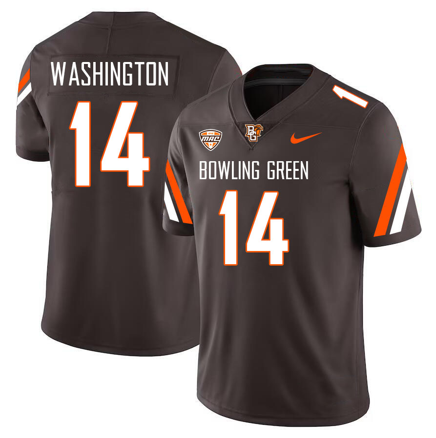 Bowling Green State Falcons #14 Keyon Washington College Football Jerseys Stitched-Brown